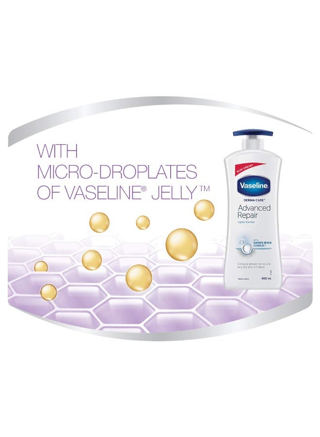 Vaseline Derma Care Advanced Repair Body Lotion|For Sensitive Dry Skin| Non Greasy|Long Lasting Moisturisation|400 ml (Pack of 2) - Image 3